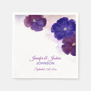 Waterverf Bloemen Paarse Plum Violet Bruiloft Servetten