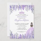 Waterverf Bloemen Paarse Quinceanera Invitation Kaart (Voorkant)