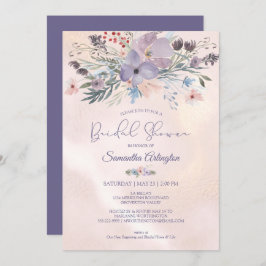 Waterverf Bloemen Paarse Roos Goud Vrijgezellenfee Kaart