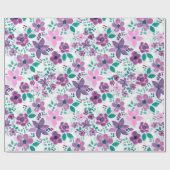 Waterverf Bloemen Paarse Roze Botanisch Cadeaupapier (Vlak)