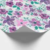 Waterverf Bloemen Paarse Roze Botanisch Cadeaupapier (Hoek)