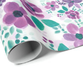 Waterverf Bloemen Paarse Roze Botanisch Cadeaupapier (Rol Hoek)