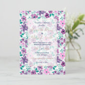 Waterverf Bloemen Paarse Roze Botanisch Kaart (Staand voorkant)