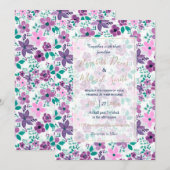 Waterverf Bloemen Paarse Roze Botanisch Kaart (Voorkant / Achterkant)