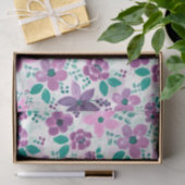 Waterverf Bloemen Paarse Roze Botanisch Tissuepapier (Geschenk)