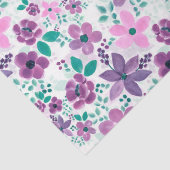 Waterverf Bloemen Paarse Roze Botanisch Tissuepapier (Detail)