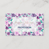 Waterverf Bloemen Paarse Roze Botanisch Visitekaartje (Voorkant)