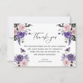 waterverf Bloemen paarse Roze Halloween bruiloft Bedankkaart (Voorkant)