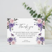 waterverf Bloemen paarse Roze Halloween bruiloft Bedankkaart (Staand voorkant)