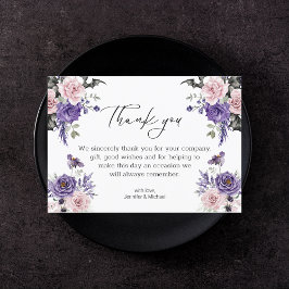 waterverf Bloemen paarse Roze Halloween bruiloft Bedankkaart