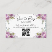 waterverf Bloemen paarse RSVP QR code bruiloft Informatiekaartje (Voorkant)