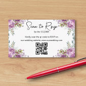 waterverf Bloemen paarse RSVP QR code bruiloft Informatiekaartje