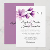 Waterverf Bloemen Paarse Violet Lavendel Bruiloft Kaart (Voorkant / Achterkant)