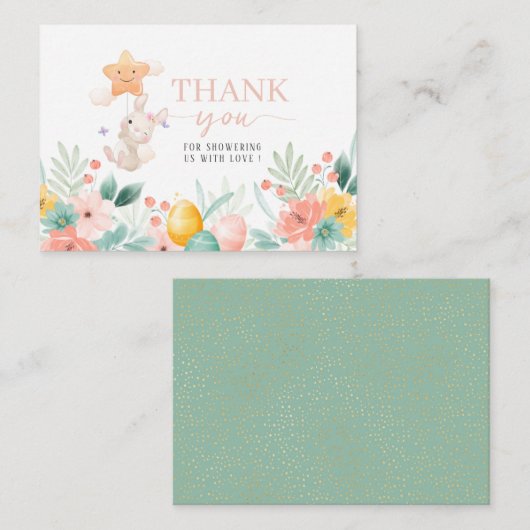 Waterverf bloemen paasbrunch en eierjacht dan notitiekaartje (Voorkant / Achterkant)