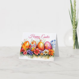 Waterverf Bloemen Paaseieren Vakantie Kaart