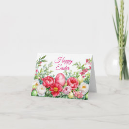 Waterverf Bloemen Paaseieren Vakantie Kaart