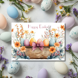  Waterverf Bloemen Paaseieren Vakantie Kaart