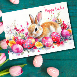  Waterverf Bloemen Paaseieren Vakantie Kaart