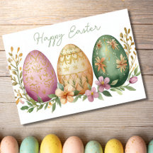  Waterverf Bloemen Paaseieren Vakantie Kaart
