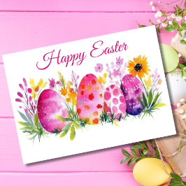  Waterverf Bloemen Paaseieren Vakantie Kaart