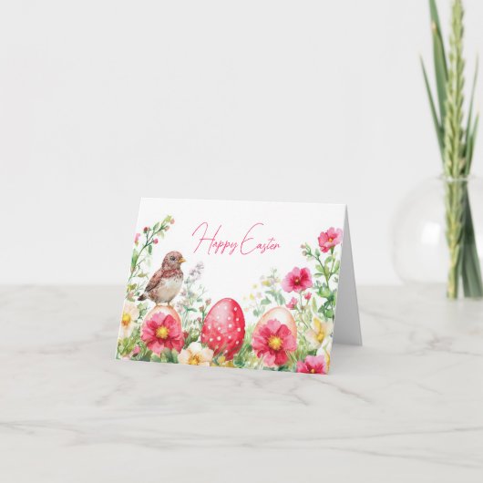 Waterverf Bloemen Paaseieren Vakantie Kaart (Voorkant)