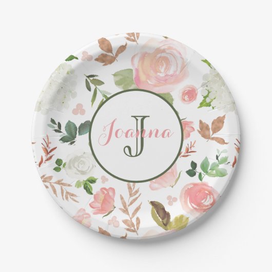 Waterverf bloemen papieren bordje (Voorkant)