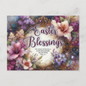 Waterverf Bloemen Pasen Zegeningen Christelijk Feestdagenkaart (Voorkant)