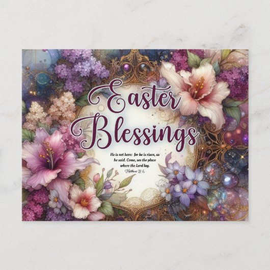 Waterverf Bloemen Pasen Zegeningen Christelijk Feestdagenkaart (Voorkant)