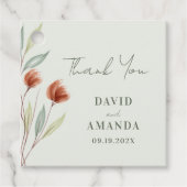 Waterverf Bloemen Pastel Groen Bedankjes Labels (Voorkant)