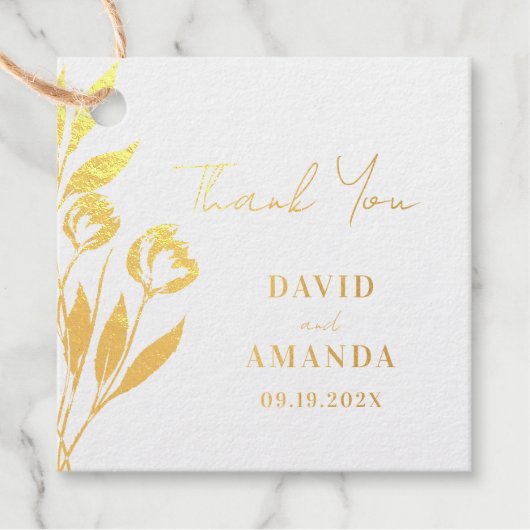 Waterverf Bloemen Pastel Groen Bedankjes Labels (Voorkant)