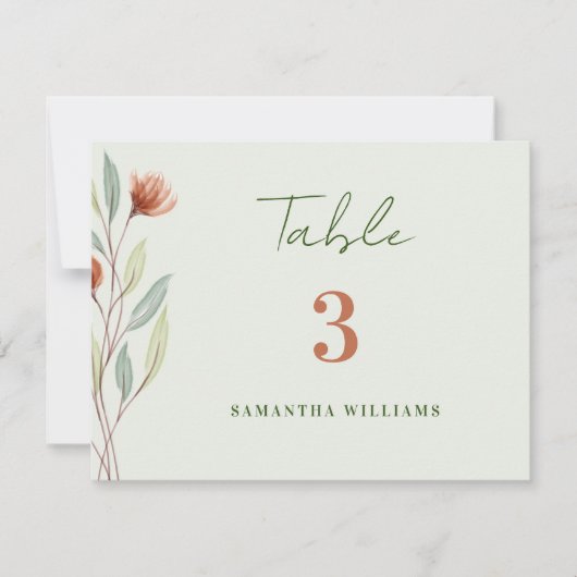 Waterverf Bloemen Pastel Groen-Escort Kaart (Voorkant)