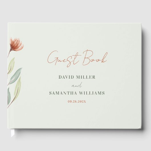 Waterverf Bloemen Pastel Groen Gastenboek (Voorkant)