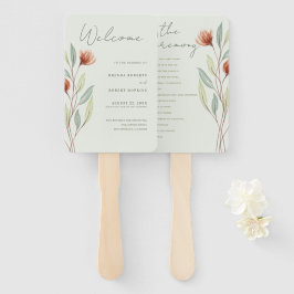 Waterverf Bloemen Pastel Groen Handwaaier