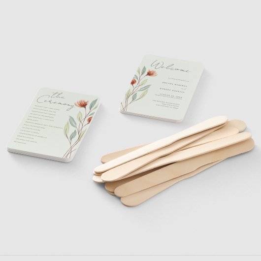 Waterverf Bloemen Pastel Groen Handwaaier (Niet-gemonteerd)