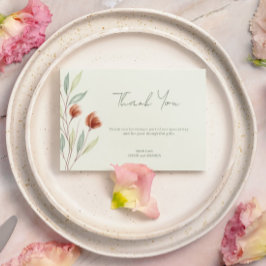 Waterverf Bloemen Pastel Groen Kaart