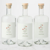 Waterverf Bloemen Pastel Groen Likeurfles Etiket (Flessen)