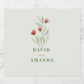 Waterverf Bloemen Pastel Groen Likeurfles Etiket (Enkel label)