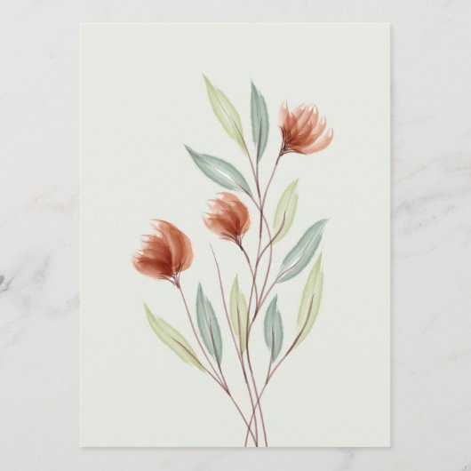 Waterverf Bloemen Pastel Groen Menu (Achterkant)