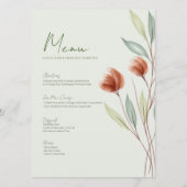 Waterverf Bloemen Pastel Groen Menu (Voorkant)
