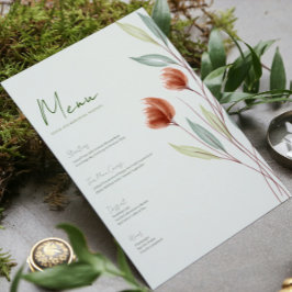 Waterverf Bloemen Pastel Groen Menu Kaart