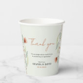 Waterverf Bloemen Pastel Groen Papieren Bekers (Achterkant)