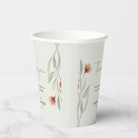 Waterverf Bloemen Pastel Groen Papieren Bekers (Rechts)