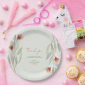 Waterverf Bloemen Pastel Groen Papieren Bordje (Feest)