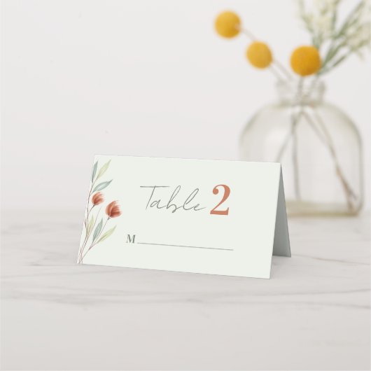 Waterverf Bloemen Pastel Groen Plaatskaartje (Voorkant)