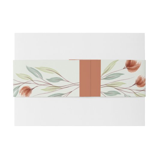 Waterverf Bloemen Pastel Groen Uitnodigingen Wikkel (Achterkant Voorbeeld)