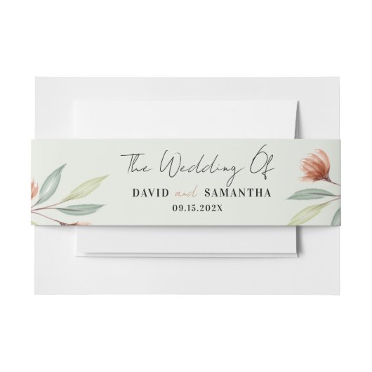 Waterverf Bloemen Pastel Groen Uitnodigingen Wikkel (Voorkant Voorbeeld)