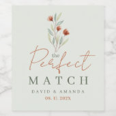 Waterverf Bloemen Pastel Groen Wijn Etiket (Enkel label)