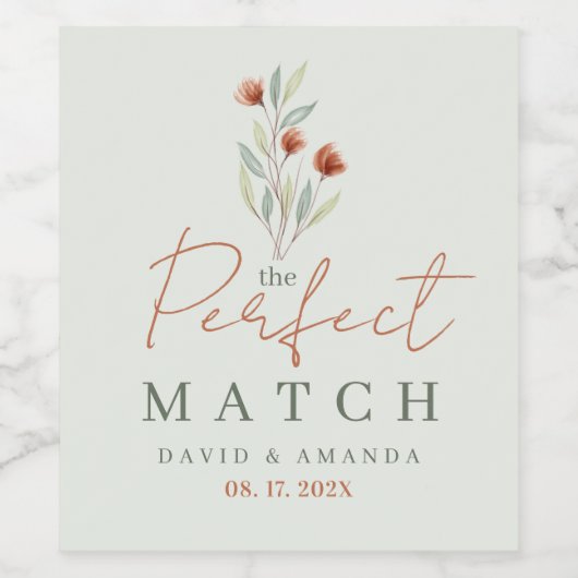 Waterverf Bloemen Pastel Groen Wijn Etiket (Enkel label)