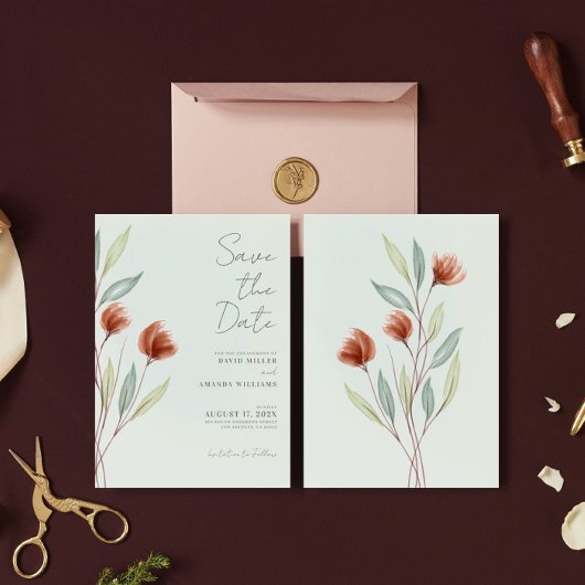 Waterverf Bloemen Pastel Groene Invitation Kaart