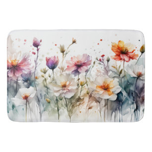 Waterverf Bloemen Pastel Minimaal Botanisch Badmat